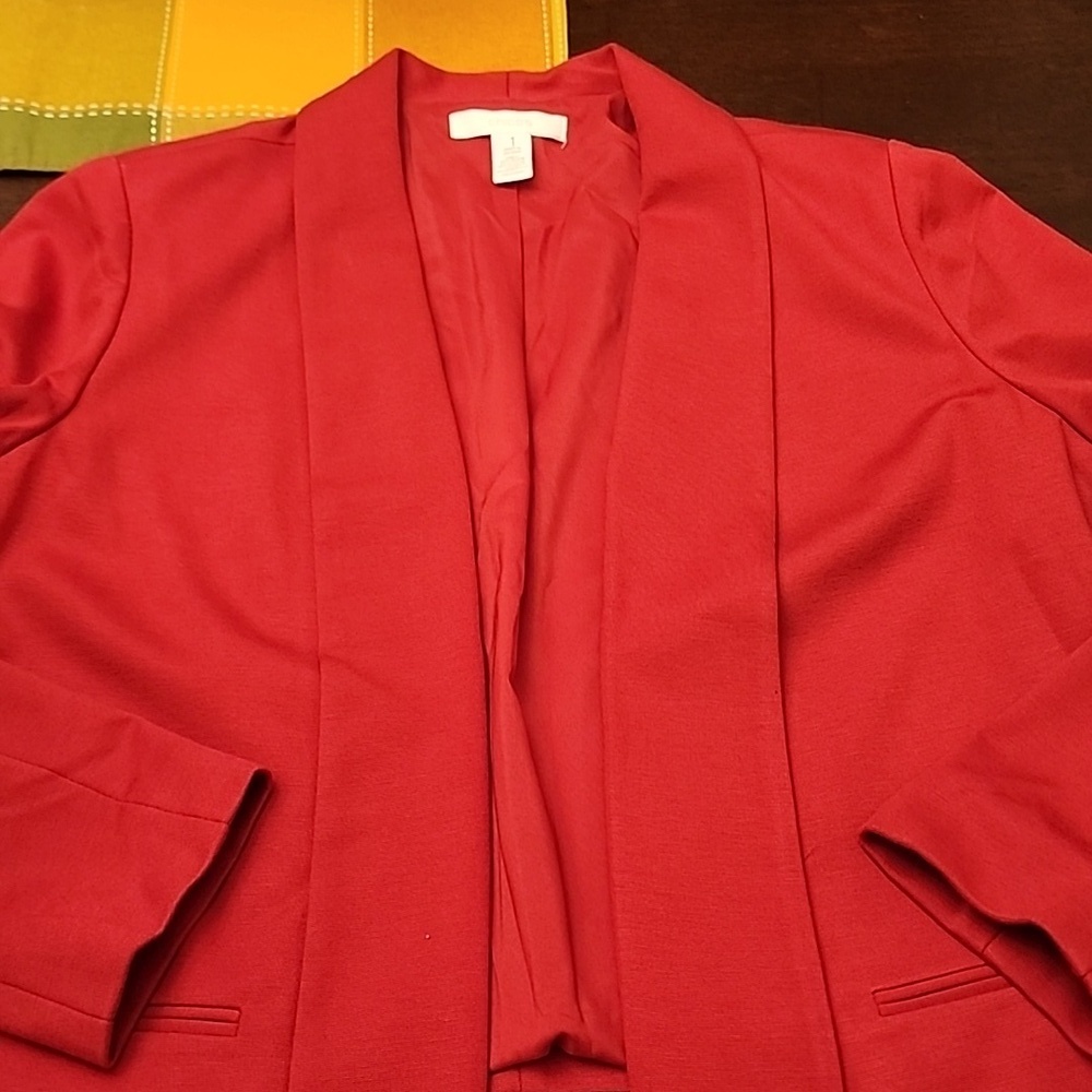 Chico Drape Front Jacket Promo Ponte Jack Ruby Red Great 4 Christmas sz 1 (4-6) - Picture 2 of 5